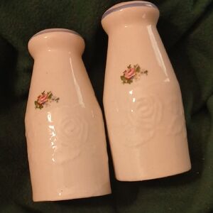 Floral Cream Ceramic Salt & Pepper Shakers